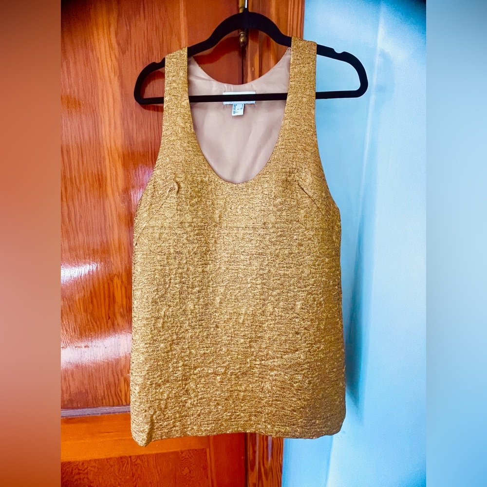 ✨ H&M Edition Gold Metallic Sleeveless Shift Dress – Size Small